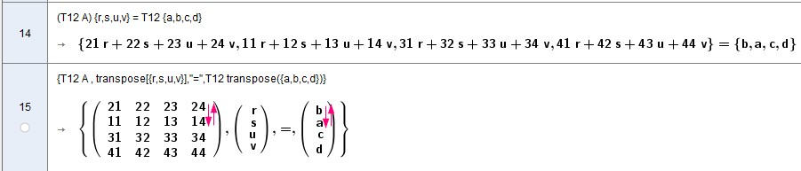 Zeilentausch: T12 A x = T12 b