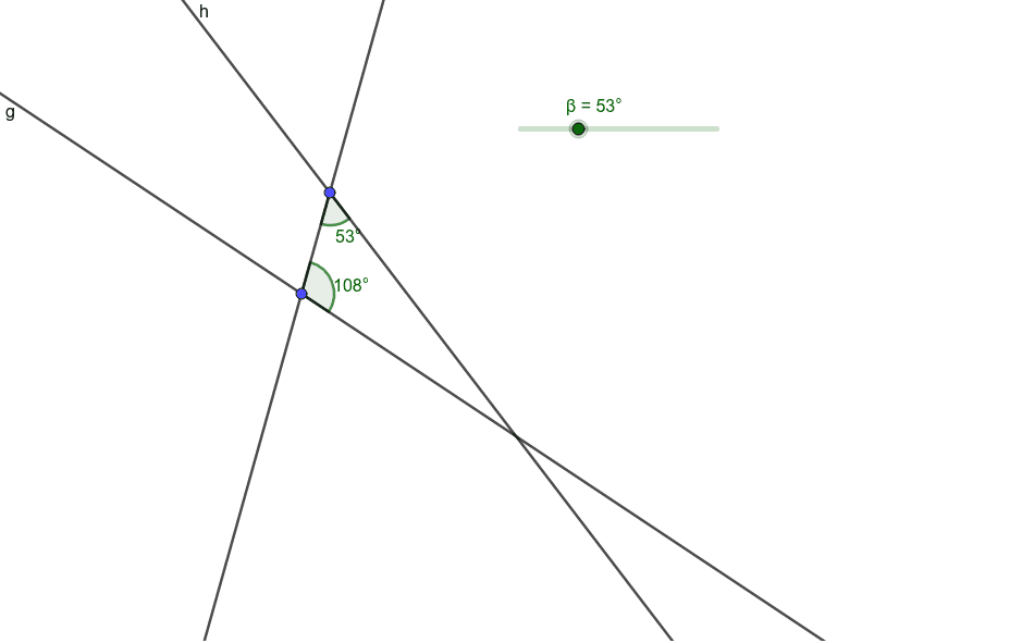 Move the slider so that lines g and h become parallel. Press Enter to start activity