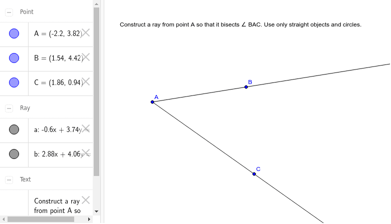Construct a Ray that Bisects an Angle Press Enter to start activity