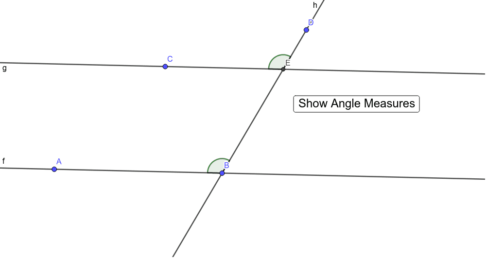 Given: Lines f and g are parallel. Press Enter to start activity