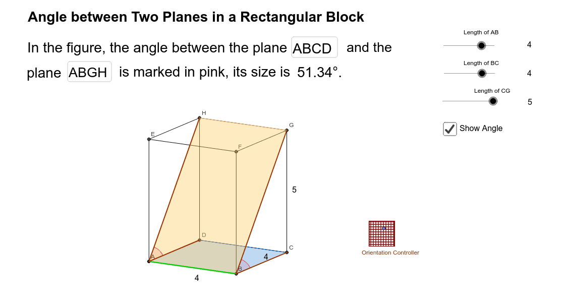 Angle between Two Planes in a Rectangular Block Press Enter to start activity