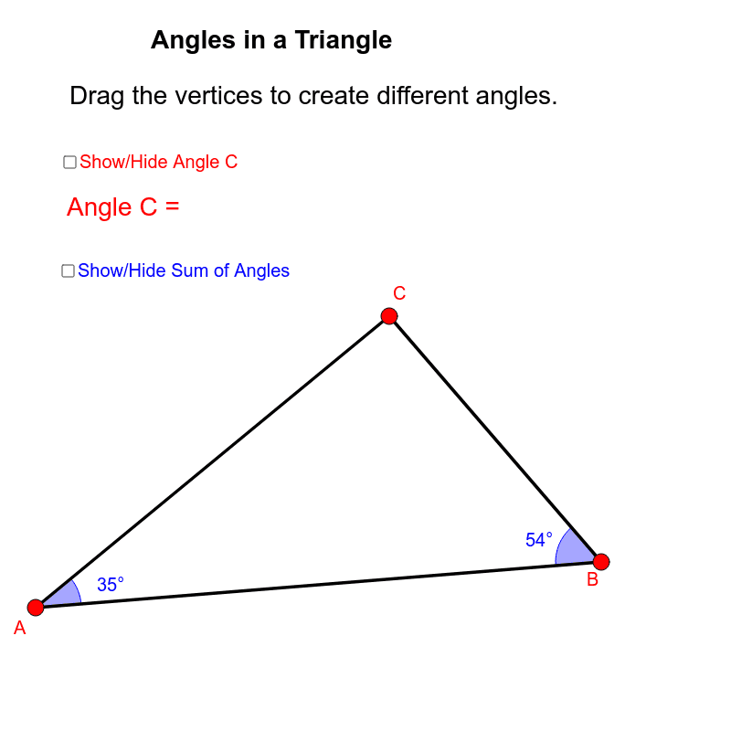 Angles in a triangle GeoGebra