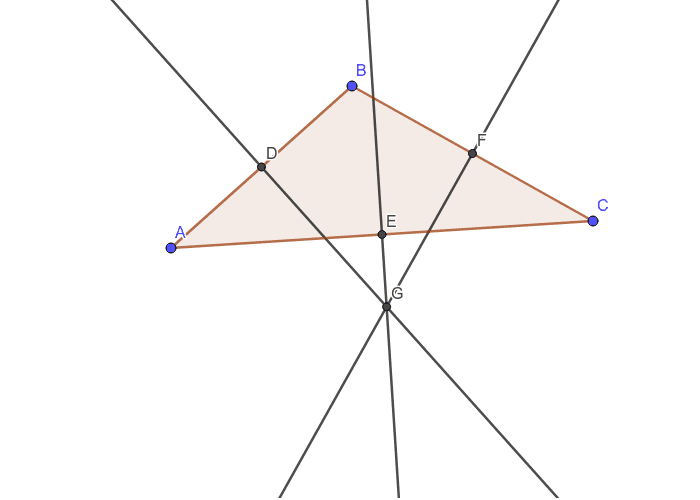 Using the triangle from the previous question, measure the distance from the circumcenter to each of the vertices. Press Enter to start activity