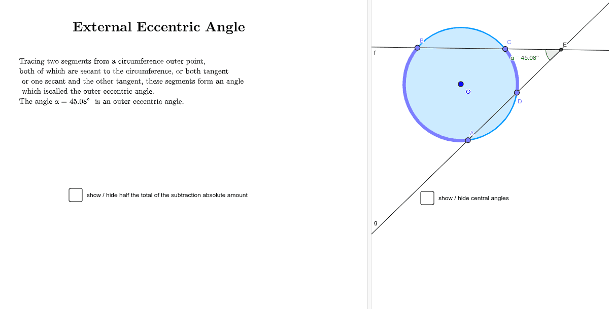 External Eccentric Angle Press Enter to start activity