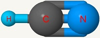 Imagen de una molécula de cianuro de hidrógeno.
