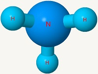 Imagen de una molécula de amoníaco.