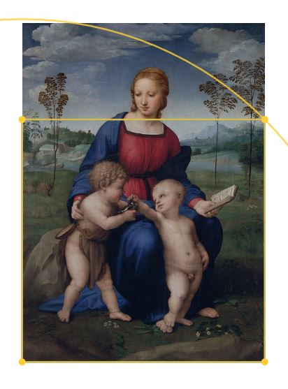 Primjena dijagona na Rafaelovoj slici Bogorodica s češljugarom