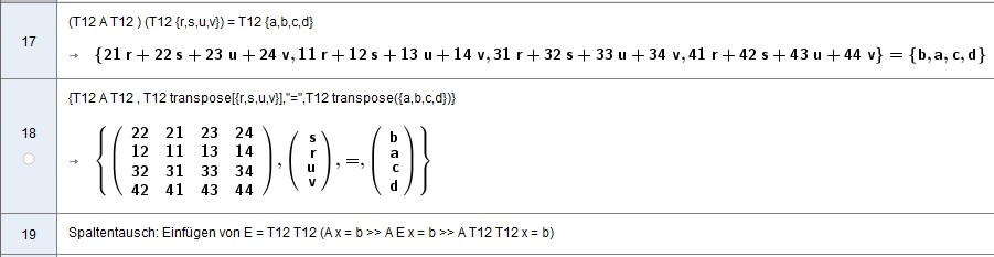 Zeilen- & Spaltentausch: T12 A T12 T12 x = T12 b