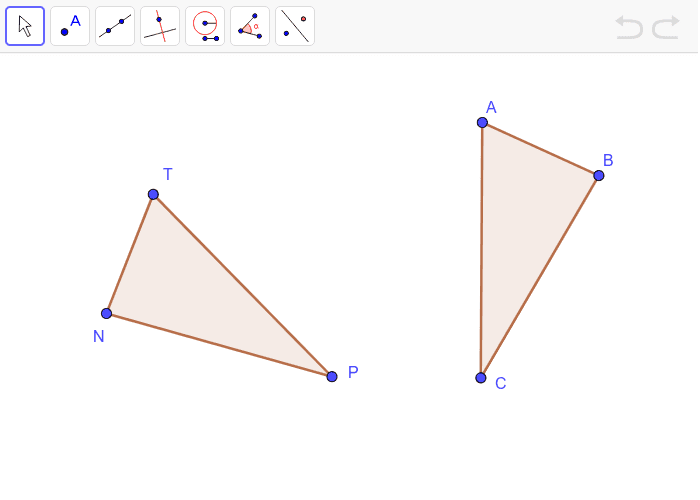 Use translations, rotations, and reflections to move one triangle onto the other. Press Enter to start activity