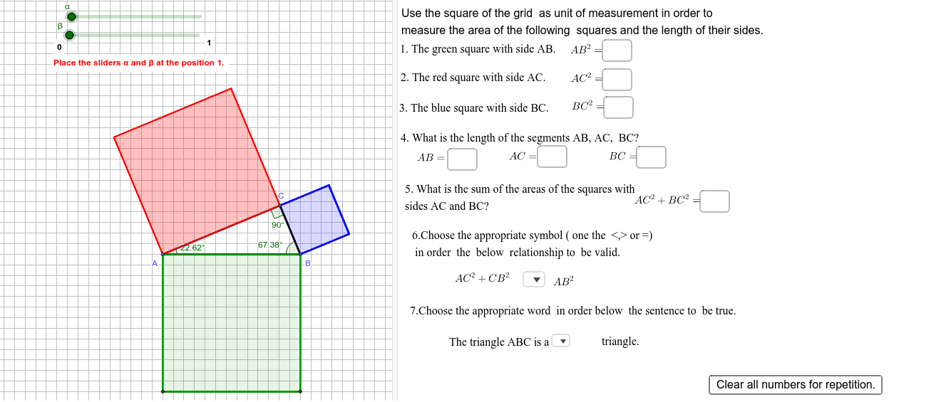 Pythagorean Theorem (Right Triangle_2) Press Enter to start activity