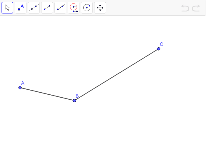 Here is an angle.  Estimate the location of a point D so that the angle ABD is congruent to the angle CBD. Use your tools to create a ray that divides angle ABC into two congruent angles. How close is the ray to going through your point D? Press Enter to start activity
