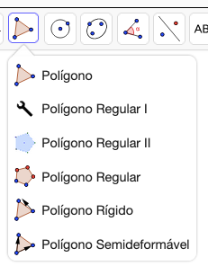 Na ferramenta PolígonoRegularI(<centro>,<ponto direção>,<n lados>,<medida lado>) o ponto direção serve para escolher em que direção fica um dos vértices.

A outra ferramenta é PolígonoRegularII(<centro>,<vértice>,<n lados>)