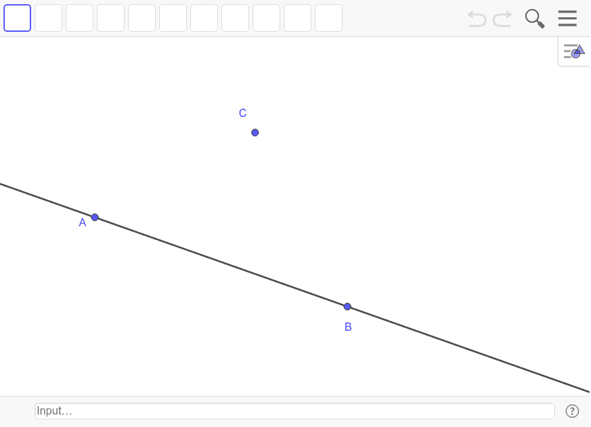 Construct a line that goes through point C and is parallel to line AB. Press Enter to start activity