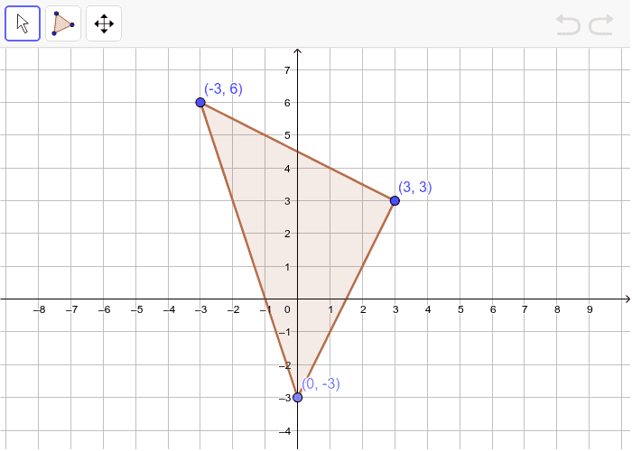 Dilate the triangle below by a scale factor of 1/3. Press Enter to start activity