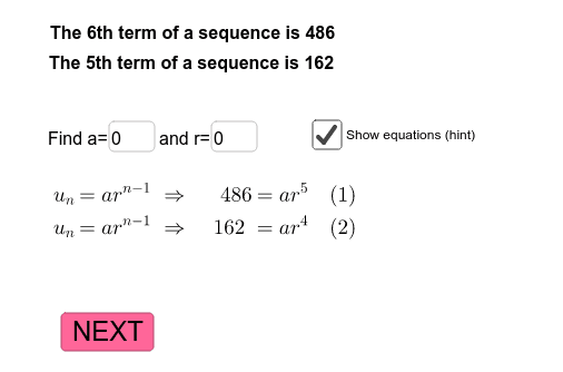 Geometric Sequences - Test Yourself Press Enter to start activity
