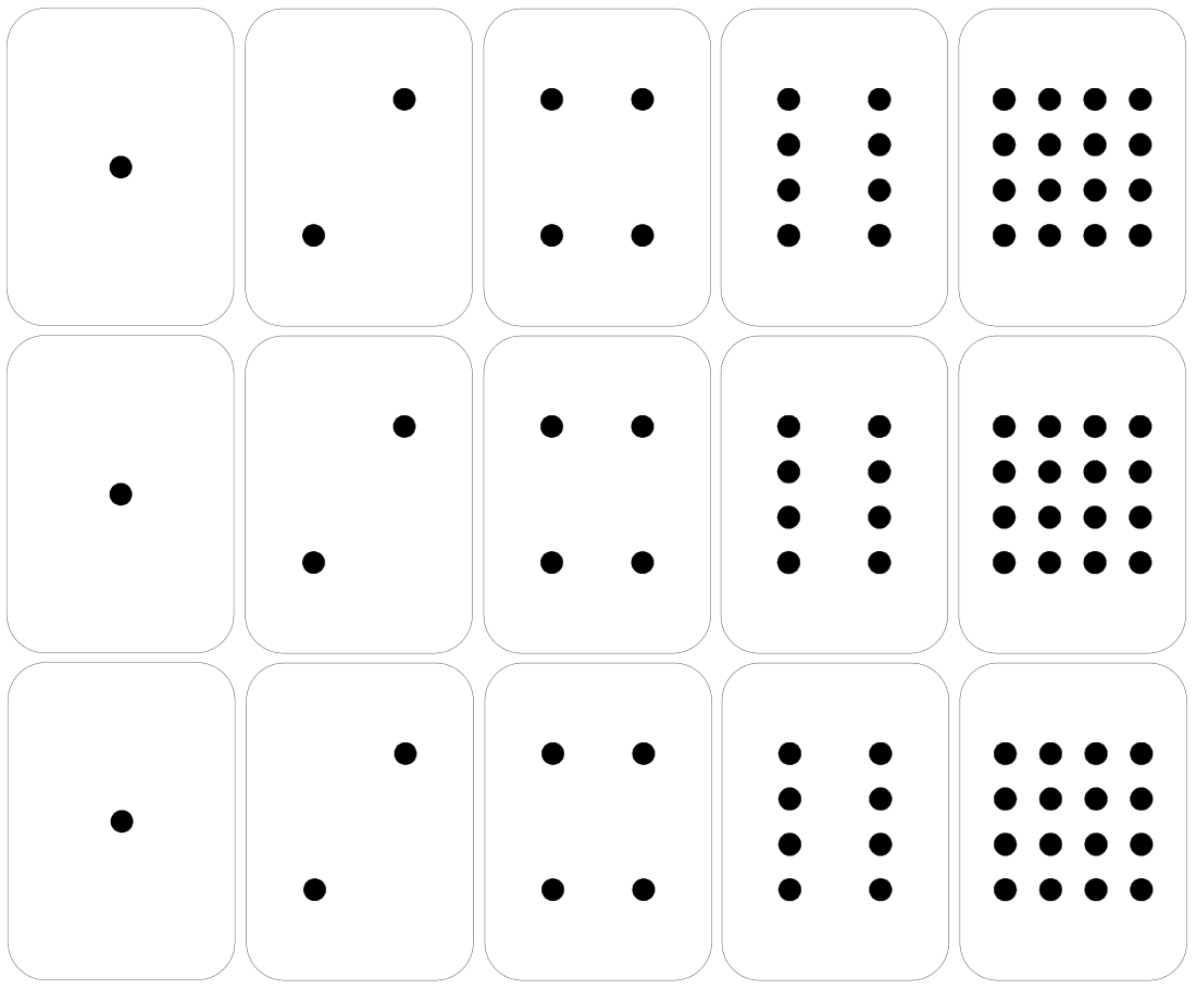 Binary number dot cards