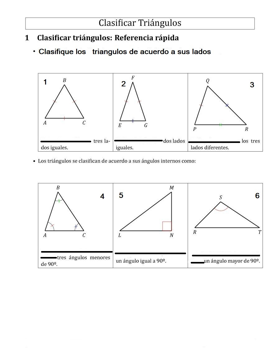 Clasifique cada triangulo segúnángulos sus lados y angulos