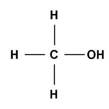 Fórmula desarrollada del metanol.