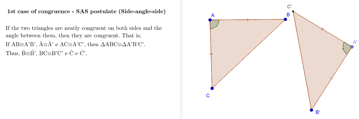 These are properties that allow us to conclude that two triangles are congruent from just three determined congruences. Press Enter to start activity