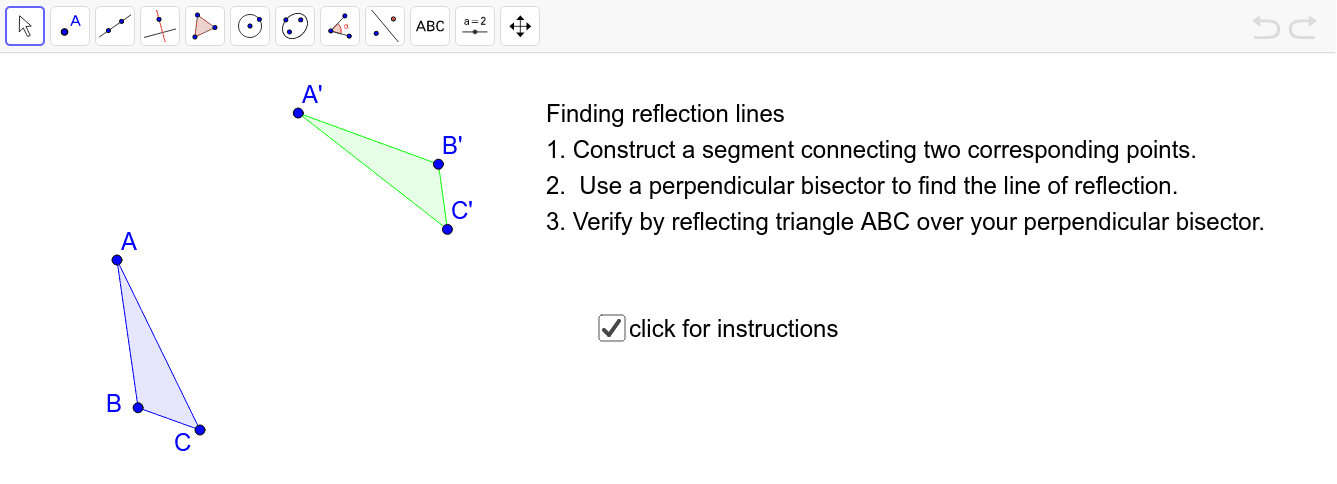 Finding a line of reflection Press Enter to start activity