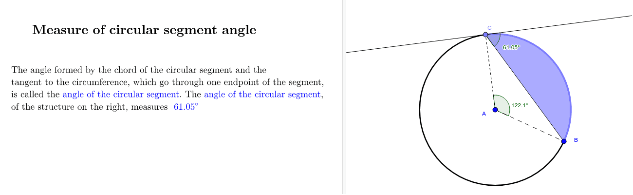 Measure of circular segment angle Press Enter to start activity