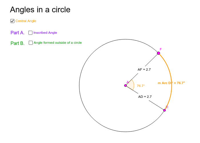 Angles in a circle Press Enter to start activity