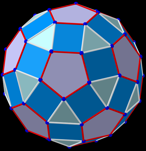 Example 13. Pmax=1.354 119 849 172 209, t=0, q, α=0, V=60, as Rhombicosidodecahedron﻿