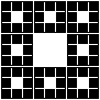 Stap 2: elk vierkant weer opdelen in negen gelijke vierkanten en telkens middelste weglaten.