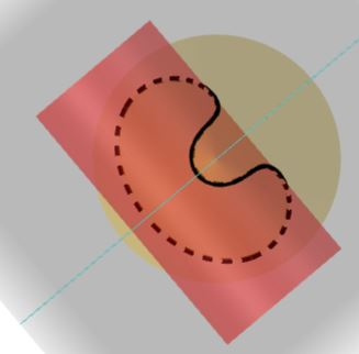 [i][i]If the [b]plane of symmetry[/b] has an [b]edge view[/b], the image of the intersection space curve will have an actual axis of symmetry (for instance: first image in Monge in case of a horizontal cylinder and a vertical cone). [url=https://www.geogebra.org/m/ambufgq4]Interactive figure[/url][/i][/i]