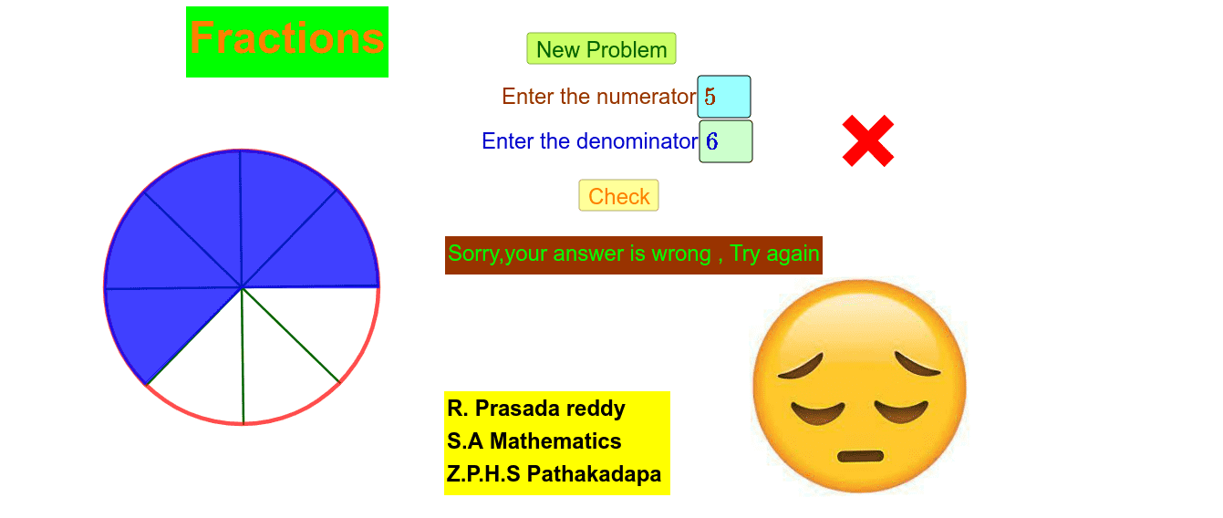 Simple assessment on basic concept of fraction Press Enter to start activity