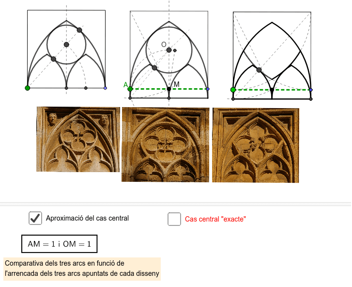 Comparativa dels tres arcs en funció de les arrencades dels tres arcs de cada disseny Premeu Enter per iniciar l'activitat
