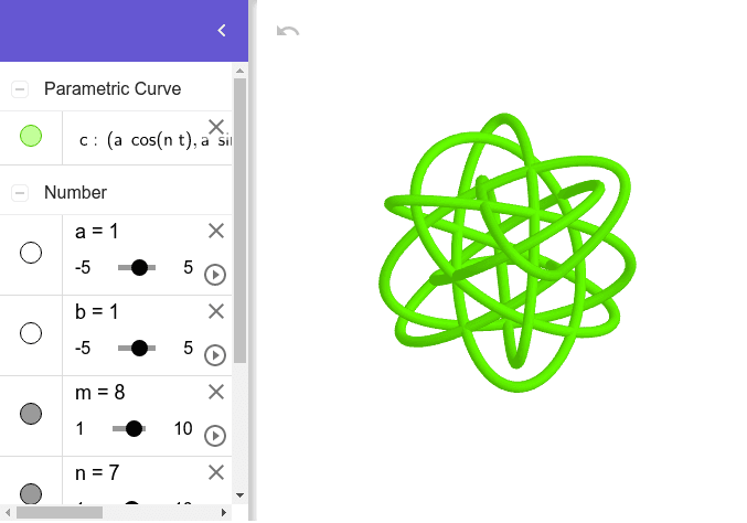 3D Lissajous Curve with three frequencies Press Enter to start activity