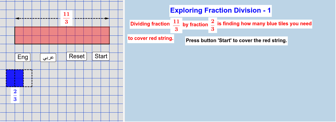 Exploring Fraction Divisio - 1           استكشاف قسمة الكسور - 1 Press Enter to start activity