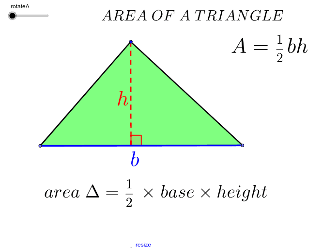 Area of a triangle Press Enter to start activity
