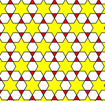 [center]Imagem: Trihexagonal tiling, recolored into star
hexagons. Link: [url=https://commons.wikimedia.org/wiki/File:Trihexagonal_tiling_stars.svg]https://commons.wikimedia.org/wiki/File:Trihexagonal_tiling_stars.svg
[/url][/center]