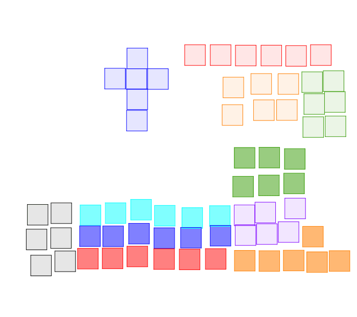 there are 11 nets for a cube, see if you can make them: (colour coordinate them) Press Enter to start activity